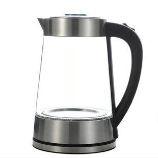 Электрочайник Hoffmans HM-2556 &bull; Стеклянный чайник с подсветкой шкалой и быстрым кипячением воды 2000W 55629 фото