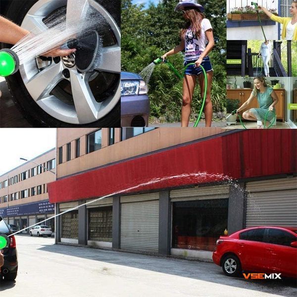 Гнучкий поливальний шланг Garden Hose 10 м &bull; Плоский садовий шланг у котушці з розпилювачем 7 режимів 55498 фото