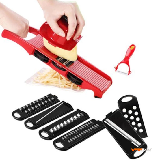 Овочерізка - мультислайсер Mandoline Slicer 6 in 1 &middot; Тертка &ndash; шатківниця для овочів та фруктів з контейнером 52789 фото