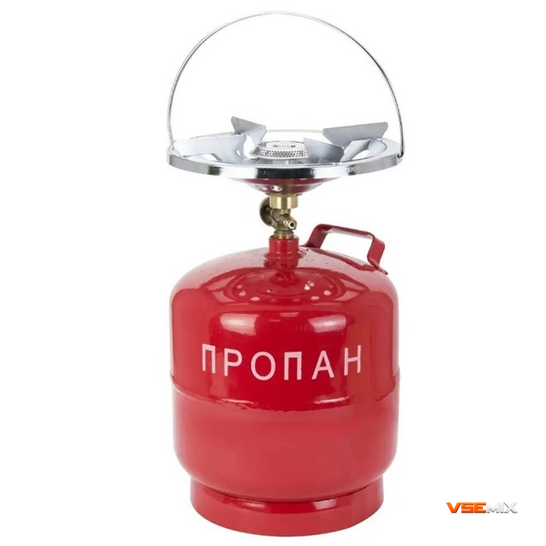 Газовий балон 8 літрів з пальником 21 см &bull; Побутовий туристичний газовий комплект для дачі, кемпінгу та пікніка 58433 фото