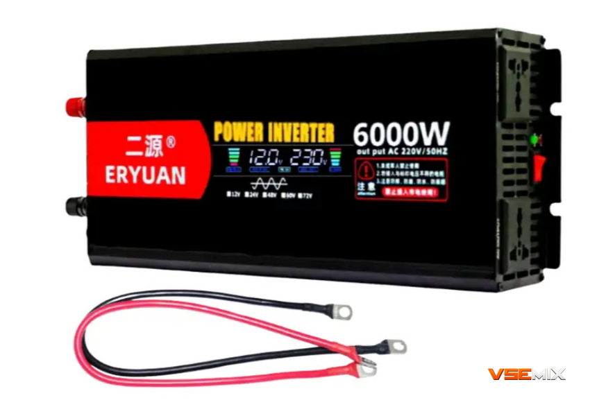 Преобразователь напряжения Eryone 12V &rarr; 220V 6000W чистая синусоида с LCD ∙ Инвертор для дома, авто и резервного питания 57269 фото