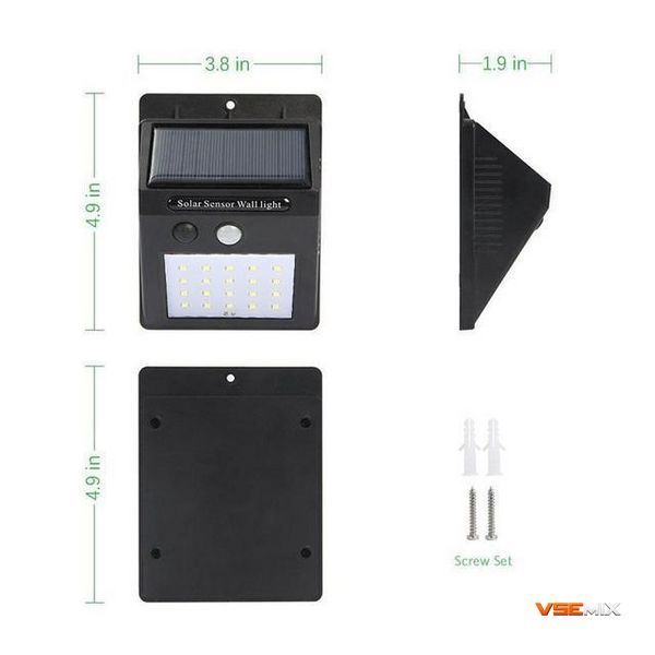 Світильник 20 Solar LED Solar Motion Sensor Light із датчиком руху на сонячних батареях 63003 фото