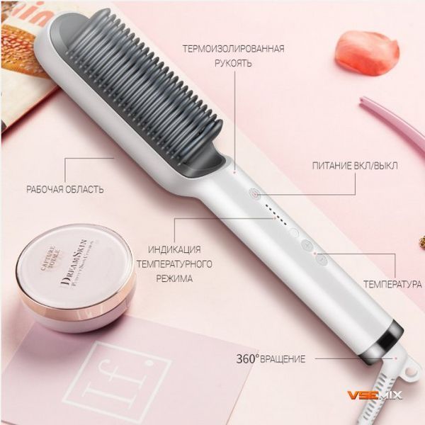 Расческа &ndash; выпрямитель Hair Straightener 909B для выпрямления волос ∙ Утюжок щетка с турмалиновым покрытием ∙ 6 температурных режимов 51605 фото