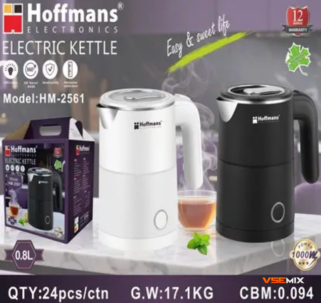 Электрический чайник Hoffmans 0,8L 1000W HM-2561 ∙ Компактный электрочайник Hoffmans HM-2561 для дома 56776 фото