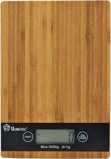 Ваги кухонні електронні Domotec MS-A Wood із сенсорним дисплеєм та платформою з дерева, до 5 кг 52171 фото