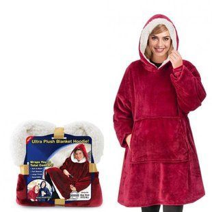 Плед-Толстовка з капюшоном і рукавами Huggle Hoodie Blanket 3-в-1 Унісекс &bull; Теплий худі + Зігріваючий ковдру + Домашній халат 55821 фото