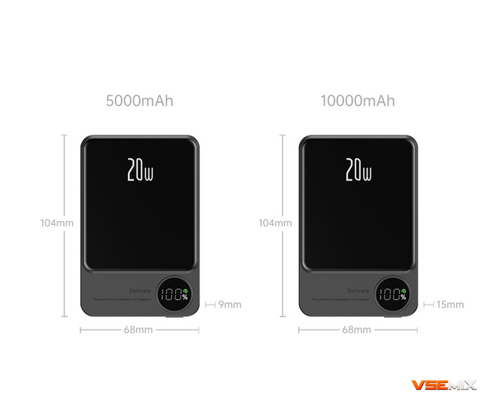 Портативное зарядное устройство Power Bank Q9 5000 mAh &bull; Беспроводной повербанк с MagSafe и быстрой зарядкой 20W 57179 фото
