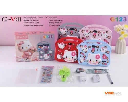 Детский планшет G123 Hello Kitty с Wi-Fi на Android 7 дюймов &bull; Детский Android планшет для игр, обучения, мультфильмов и подарка девочке 57551 фото