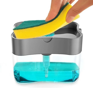 Кухонний диспенсер - органайзер для губки Soap Pump Caddy з дозатором миючого засобу, 380 мл 52644 фото