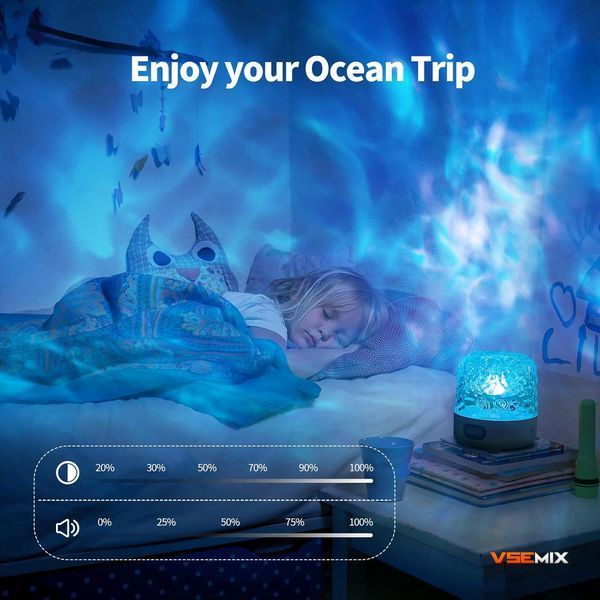Проектор морських риб з колонкою для релаксу ∙ Настільний LED-світильник морських риб з пультом управління 57232 фото