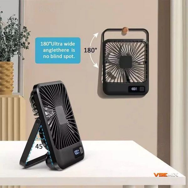 Настільний акумуляторний вентилятор із цифровим дисплеєм і USB-зарядкою &bull; Портативний міні вентилятор для дому, офісу, навчання та поїздок 57643 фото