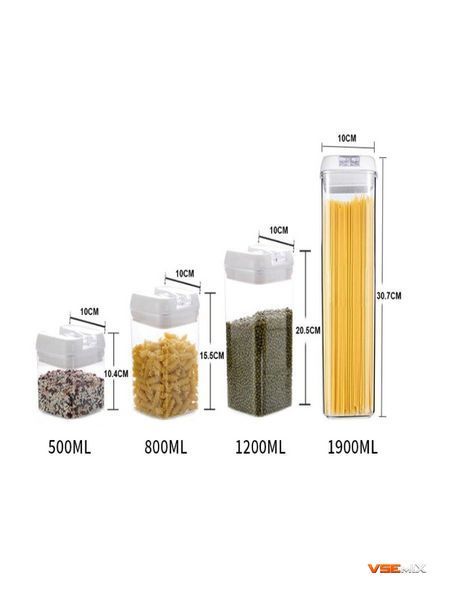 Набор контейнеров для хранения еды, сыпучих и круп FOOD Storage Container Set ∙ 7 емкостей с герметичными крышками ∙ 10 стикеров - этикеток + маркер в комплекте 51901 фото