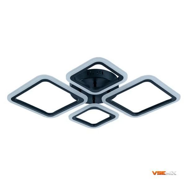 Чорна стельова світлодіодна люстра X-595 з пультом &bull; LED-люстра квадрати для спальні, вітальні, кухні та сучасного інтер&rsquo;єру 57967 фото