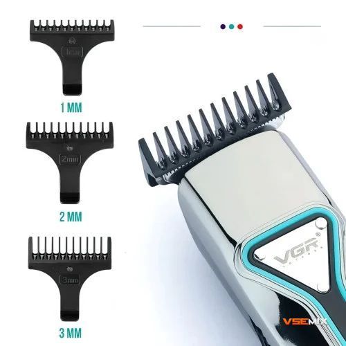 Машинка для стрижки VGR V-008 аккумуляторная USB ∙ Триммер для волос, бороды и усов с LED-дисплеем и съемными насадками 57757 фото
