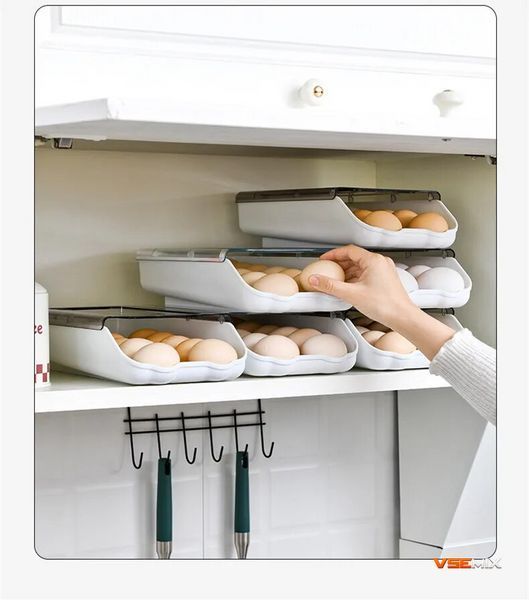Контейнер - лоток для зберігання яєць EGG TRAY Органайзер для холодильника на 14 яєць 52136 фото