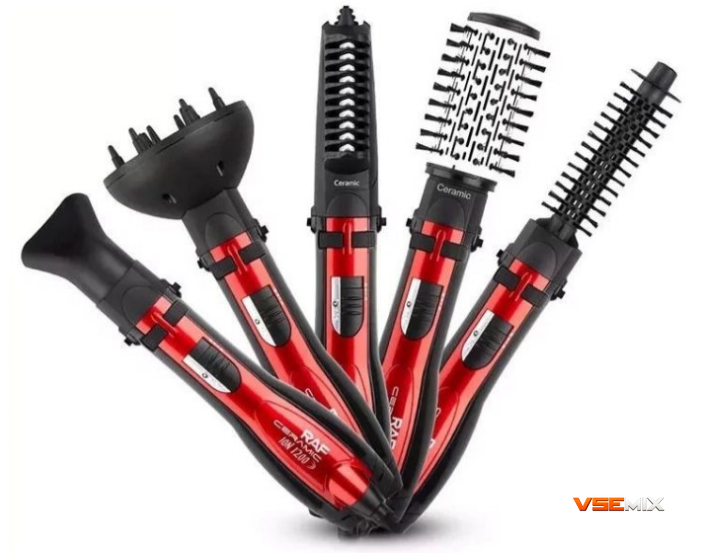 Фен-щетка для волос Rotative Brush RAF R416 ∙ Брашинг для укладки волос с насадками 5 в 1, 1200Вт 52691 фото