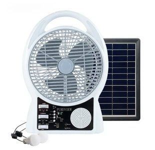 Портативный вентилятор 4в1 с солнечной панелью, Bluetooth, радио и LED-подсветкой N288 &bull; 8&Prime; настольный вентилятор с аккумулятором 55441 фото