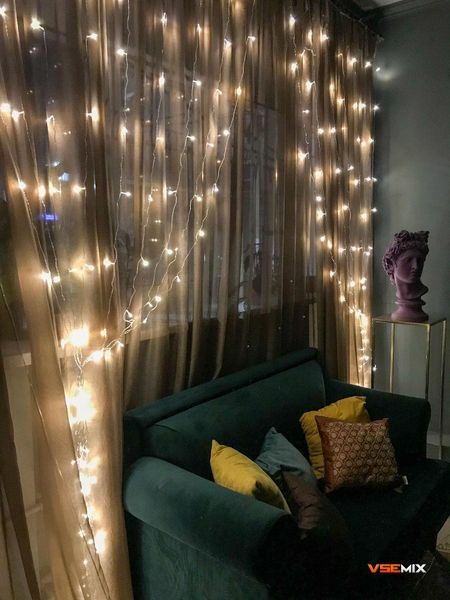 Гірлянда штора Водоспад на вікно Теплий білий колір свічення, 3х2м 240 LED з конектором 20277 фото