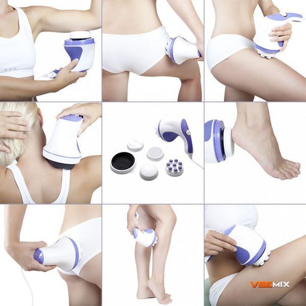 Ручной массажер Relax and Tone Антицеллюлитный вибромассажер для тела, рук и ног, 4 насадки 50138 фото