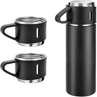 Вакуумний термос з нержавіючої сталі Vacuum Flask Set 500 мл із чашками в комплекті 3* 150 мл ∙ Подарунковий набір 3 в 1 52719 фото