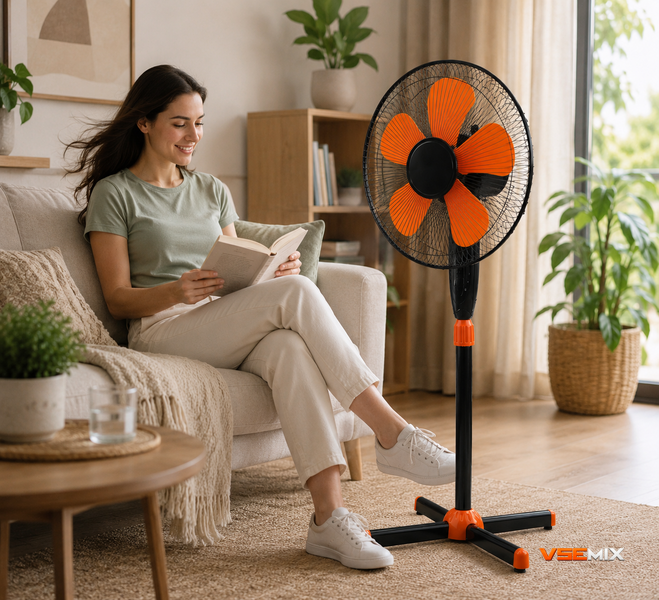 Підлоговий вентилятор DOMOTEC MS-1619 Standart 16" &bull; Лопатевий вентилятор з регулюванням висоти, нахилу та 3 швидкостями 52753 фото