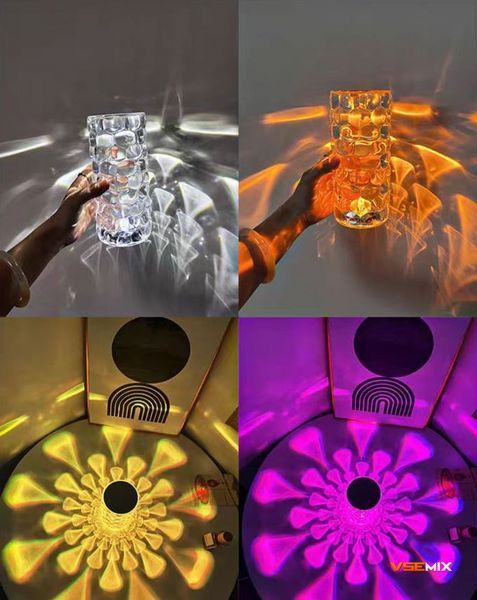 Настільна лампа - нічник Алмаз Crystal Lamp Diamond RGB &middot; Кришталевий атмосферний світильник на акумуляторі, 16 кольорів 55065 фото