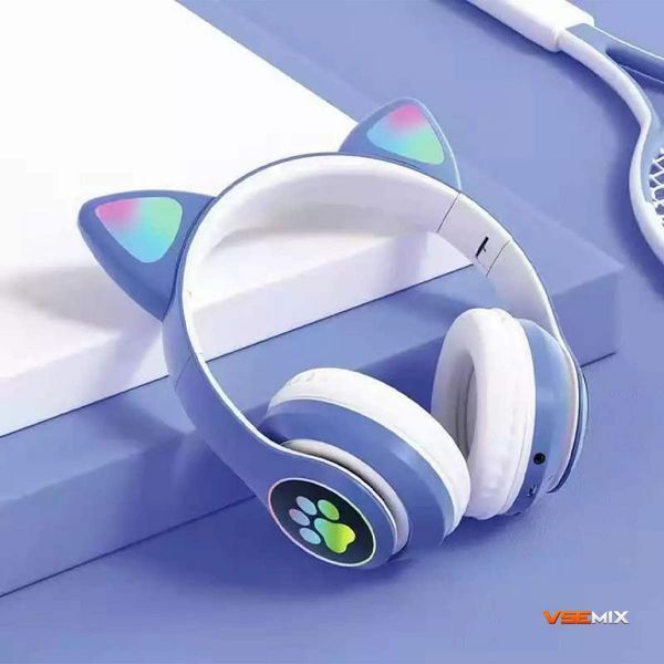 Детские беспроводные Bluetooth наушники Cat 28 с LED кошачьими ушками | Наушники с подсветкой 51726 фото